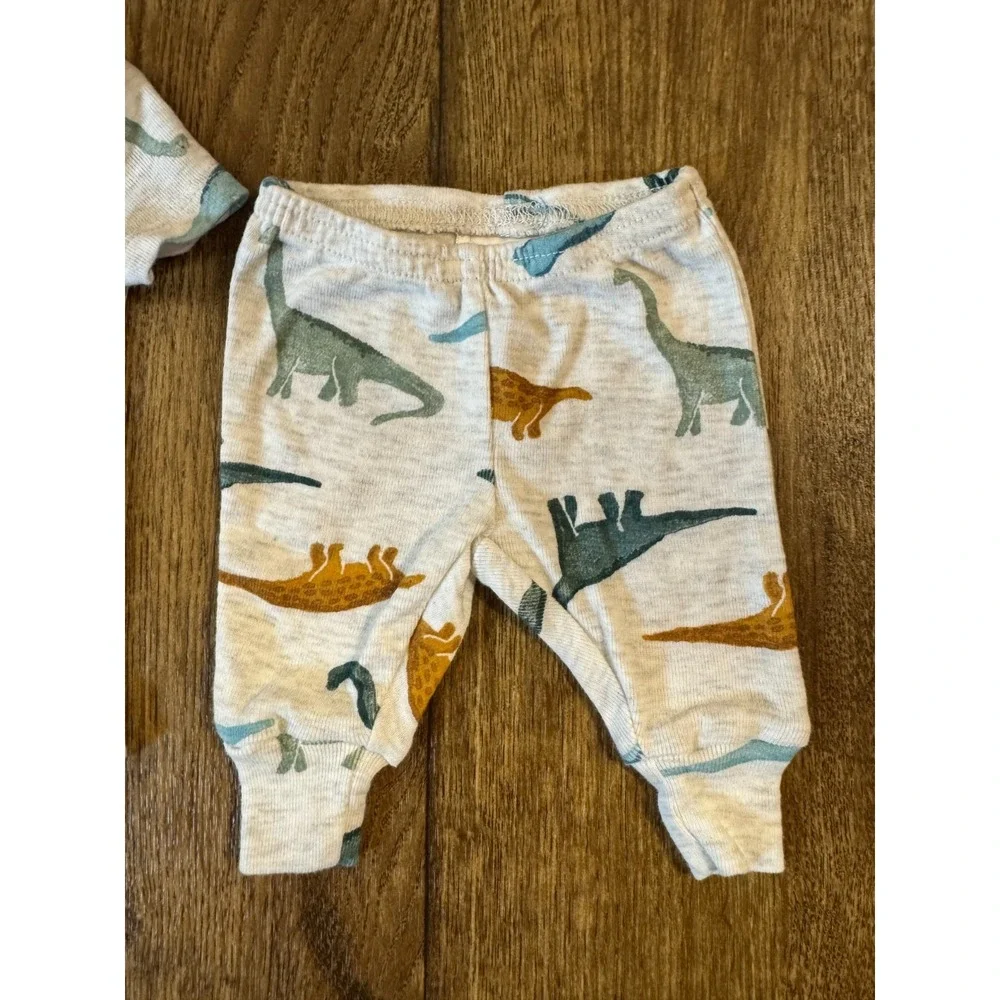 Carters Preemie Baby Boy Outfit Bodysuit Pants 2 Piece Set Reborn Doll Dinosaurs